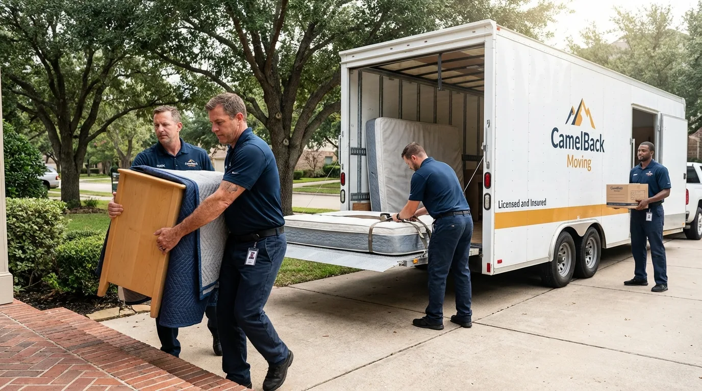 Crew loading residential truck for cross-state move from Chicago, IL